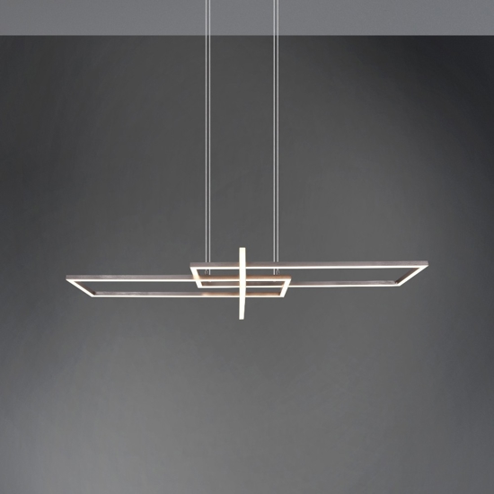 Lampadario per soggiorno design nichel moderno led 34w 3000k dimmerabile