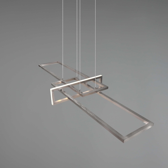 Lampadario per soggiorno design nichel moderno led 34w 3000k dimmerabile