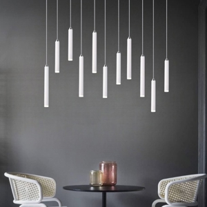 Lampadario per tavolo soggiorno moderno cilindri bianco led 3000k dimmerabile