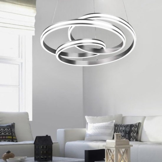 Lampadario moderno grigio led 60w dimmerabile design