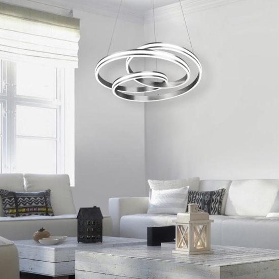Lampadario moderno grigio led 60w dimmerabile design