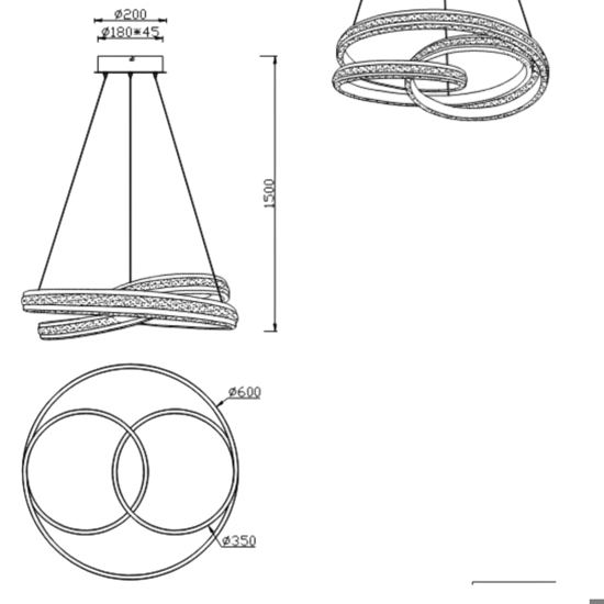 Lampadario moderno grigio led 60w dimmerabile design