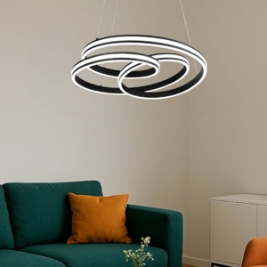 Lampadario led 60w dimmerabile nero per soggiorno moderno