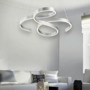 Lampadario led 52w 3000k moderno grigio dimmerabile per soggiorno
