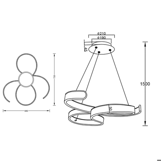 Lampadario moderno per soggiorno bianco led 52w 3000k