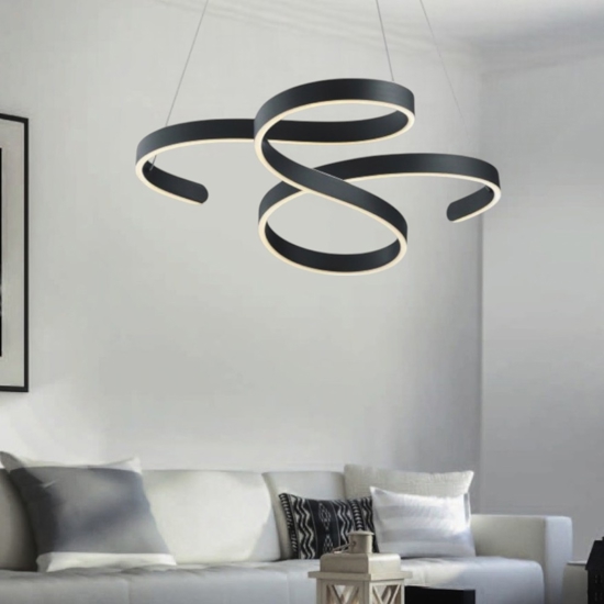 Lampadario moderno da soggiorno led 3000k dimmerabile antracite