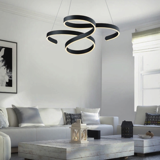 Lampadario moderno da soggiorno led 3000k dimmerabile antracite