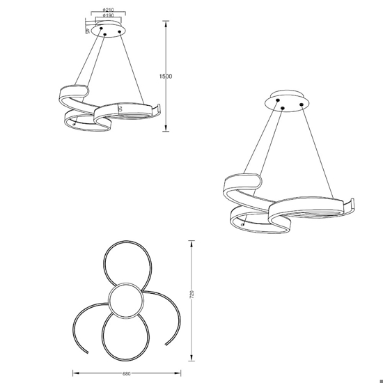 Lampadario moderno da soggiorno led 3000k dimmerabile antracite