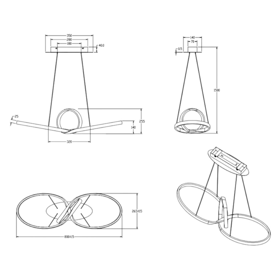 Lampadario moderno nichel opaco led 27w 3000k per soggiorno