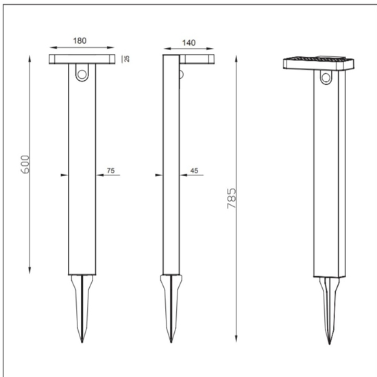 Lampione solare da giardinoled 4,5w 3000k antracite moderno