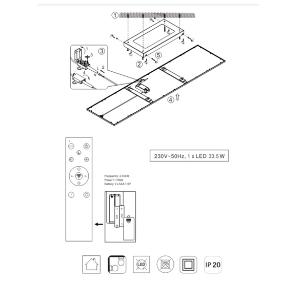 Pannello led 80x29 dimmerabile 2700k-6500k plafoniera rettangolare