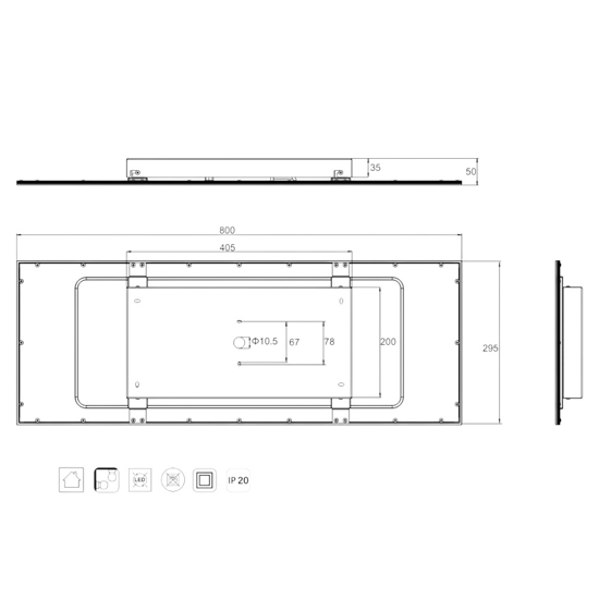 Pannello led 80x29 dimmerabile 2700k-6500k plafoniera rettangolare