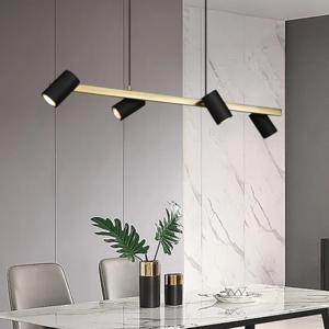 Lampadario per tavolo cucina 4 luci orientabili oro nero