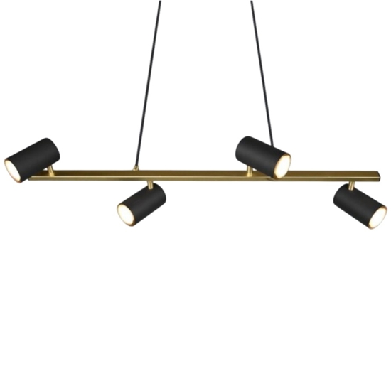 Lampadario per tavolo cucina 4 luci orientabili oro nero