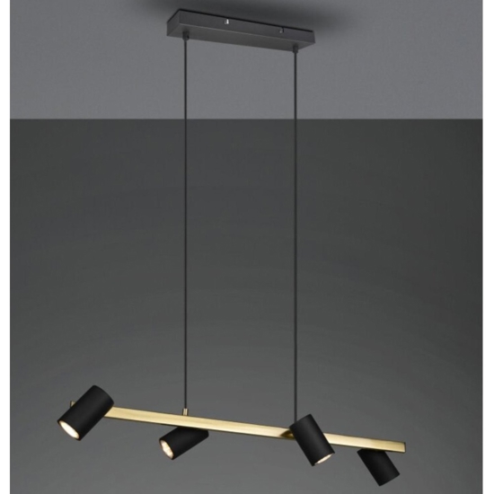 Lampadario per tavolo cucina 4 luci orientabili oro nero