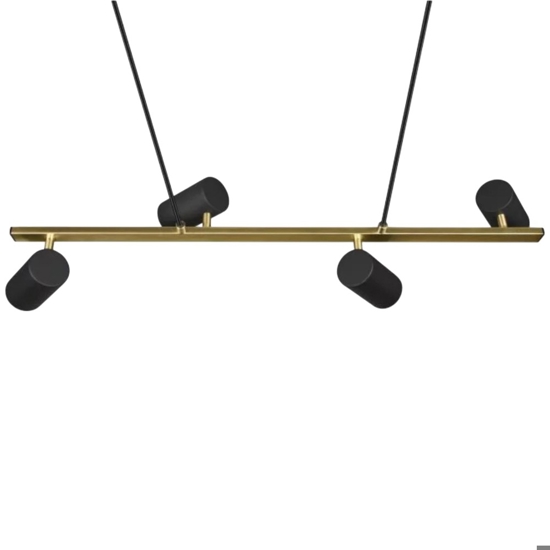 Lampadario per tavolo cucina 4 luci orientabili oro nero