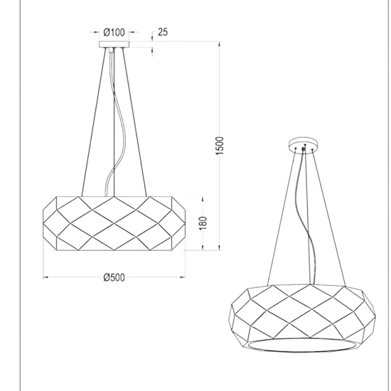 Lampadario per cucina moderna nero design rombi