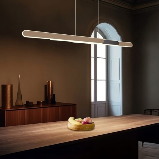 Lampadario grigio orizzontale per cucina led touch dimmerabile