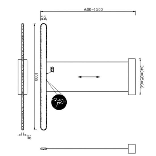Lampadario grigio orizzontale per cucina led touch dimmerabile
