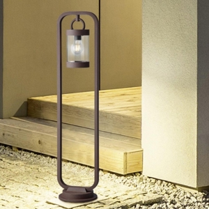 Lampione da giardino marrone corten lanterna con sensore crepuscolare