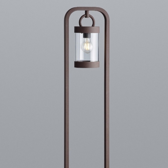 Lampione da giardino marrone corten lanterna con sensore crepuscolare