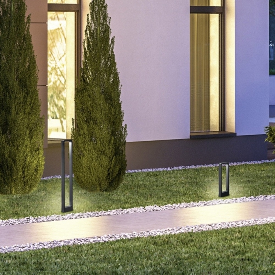 Lampione da giardino design moderno antracite led 4,5w 3000k ip54