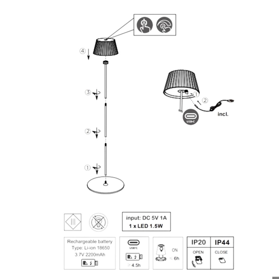 Piantana da esterno senza fili rossa led 3000k