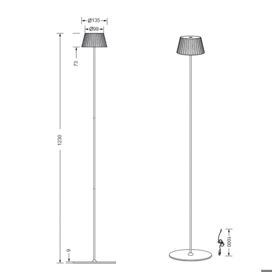 Piantana da esterno portatile senza fili led 3000k moderna