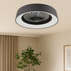 Lampadario ventilatore a plafoniera tessuto grigio moderno