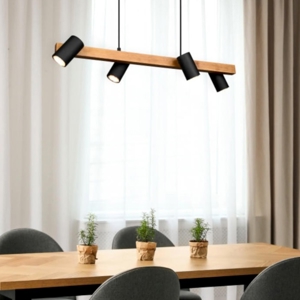Lampadario in legno luci orientabili nero per cucina