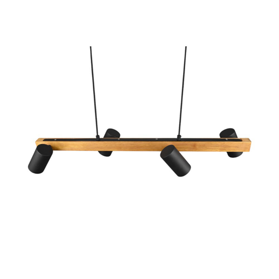 Lampadario in legno luci orientabili nero per cucina