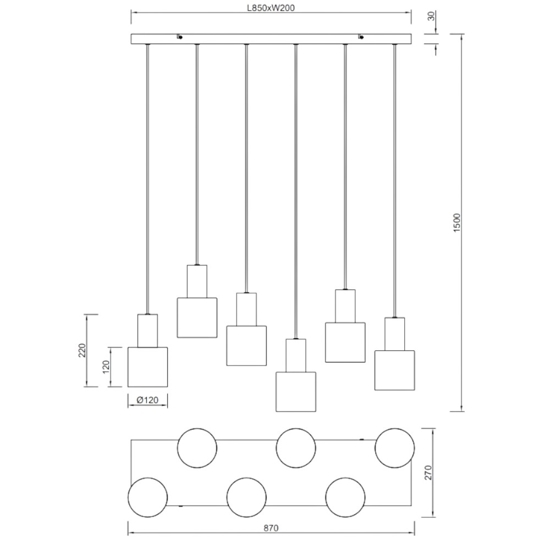 Lampadario moderno multicolor per tavolo da pranzo