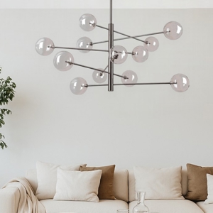 Ideal lux equinoxe sp12 lampadario moderno vetro fume sfumato