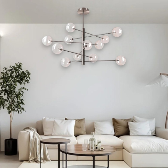 Ideal lux equinoxe sp12 lampadario moderno vetro fume sfumato