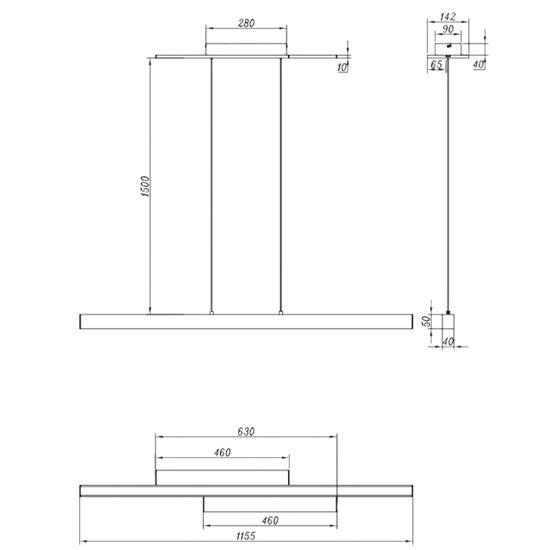 Lampadario minimal da cucina led 3000k rettangolare