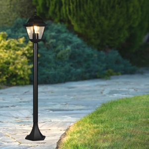 Lampione classico da giardino nero lanterna con vetro