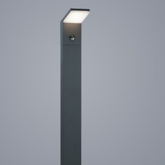 Lampione antracite da giardino led 8w 3000k con sensore movimento moderno
