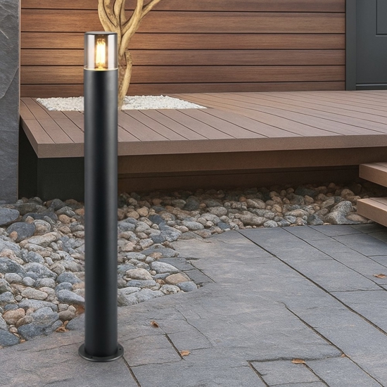 Lampione da giardino cilindro nero moderno