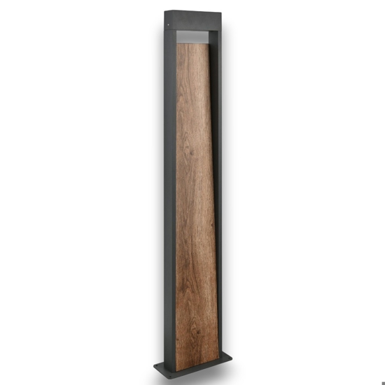 Lampione da giardinoantracite moderno effetto legno led 11w 3000k