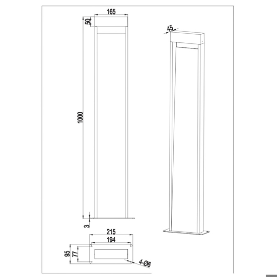 Lampione da giardinoantracite moderno effetto legno led 11w 3000k