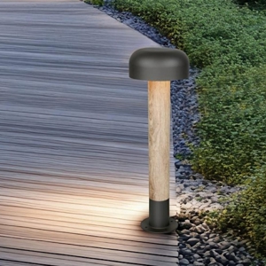 Lampione da giardino ip54 h54 cm effetto legno