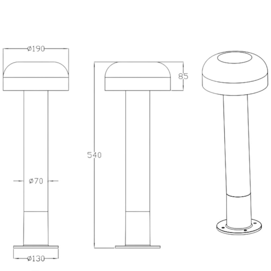 Lampione da giardino ip54 h54 cm effetto legno