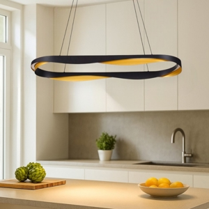 Lampadario ovale nero oro moderno per sala da pranzo