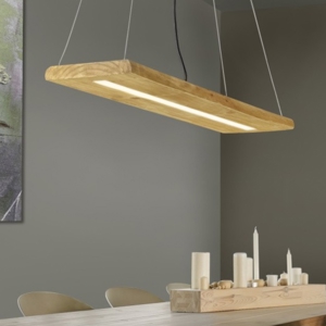 Lampadario in legno per cucina led 3000k rettangolare