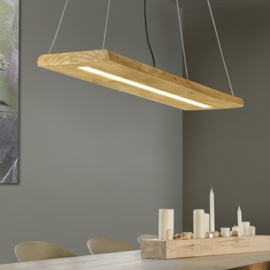 Lampadario in legno per cucina led 3000k rettangolare