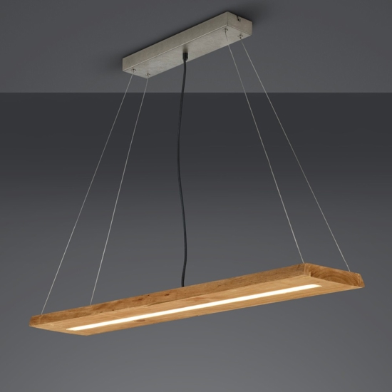 Lampadario in legno per cucina led 3000k rettangolare