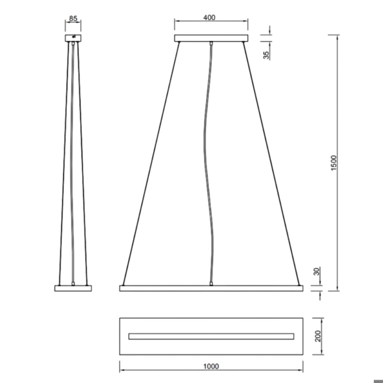 Lampadario in legno per cucina led 3000k rettangolare