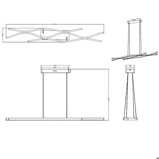 Lampadario onde per cucina led da 2300k a 4000k dimmerabile