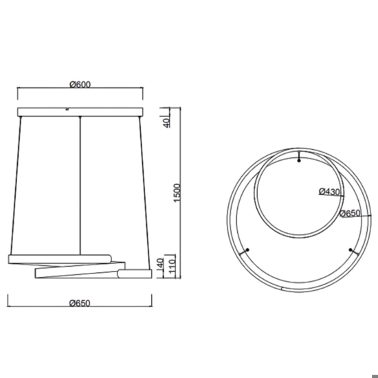Lampadario nastro moderno led 3000k per salotto