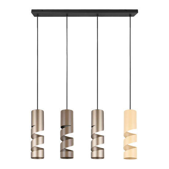Lampadario moderno 4 luci cilindri beige e caffe moderna